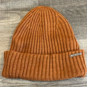Prana Rust Orange Ribbed Knit Beanie